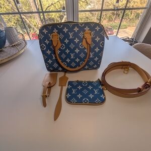 Inspired "Speedy" Blue Monogram Crossbody